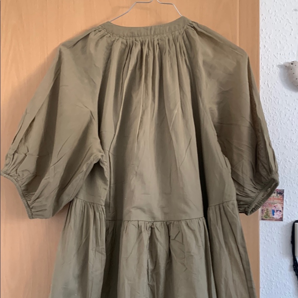 Spell | Honey Smock Dress in Olive | Sz XS, Organic Cotton - Picture 9 of 14